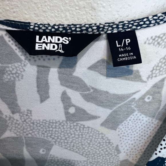 NWOT Lands End Fit and Flare Faux Wrap Dress Angelfish PL Sundress - Picture 3 of 7